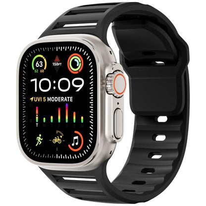 iBandGear Louvered Silicone Band for Apple Watch – Breathable Sport Strap - Black