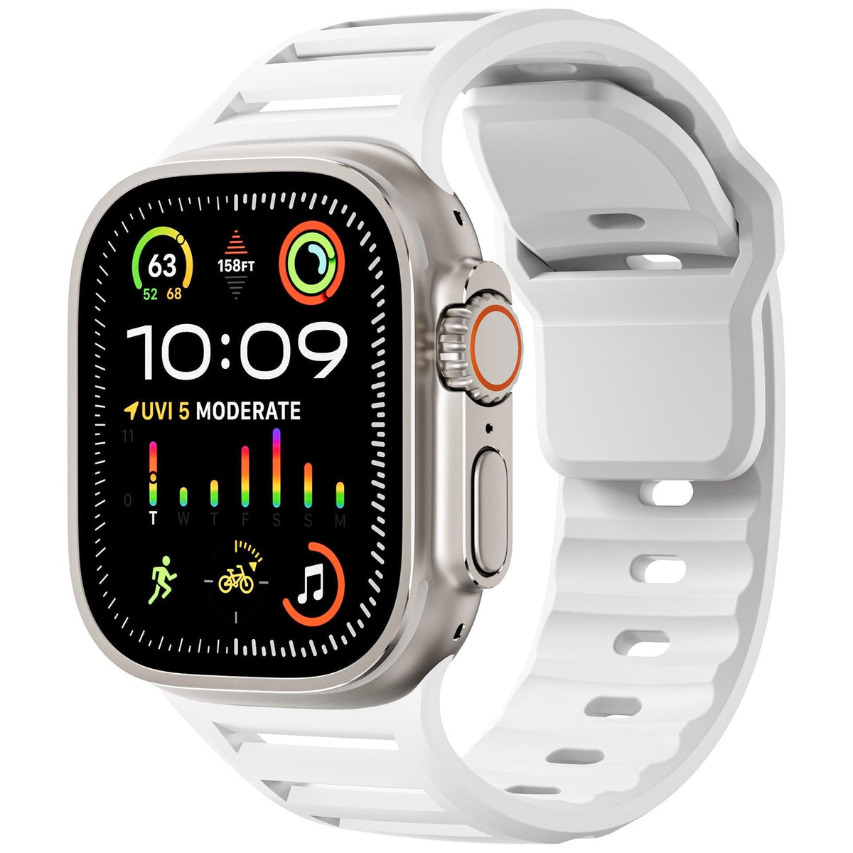 iBandGear Louvered Silicone Band for Apple Watch – Breathable Sport Strap - White