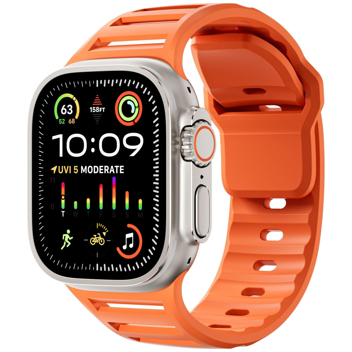 iBandGear Louvered Silicone Band for Apple Watch – Breathable Sport Strap - Orange