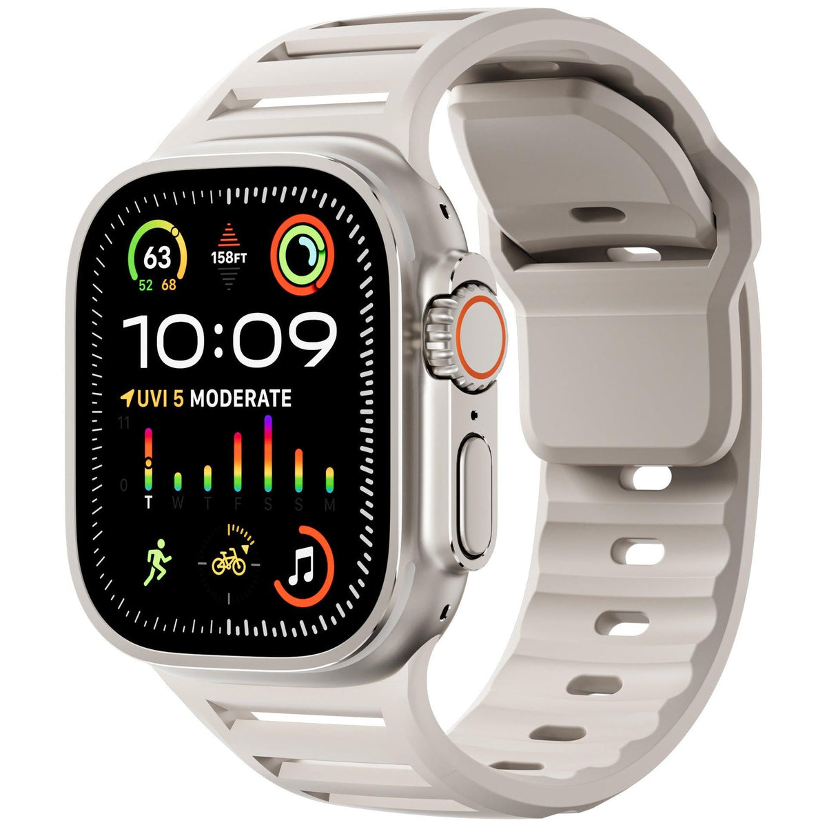 iBandGear Louvered Silicone Band for Apple Watch – Breathable Sport Strap - Starlight