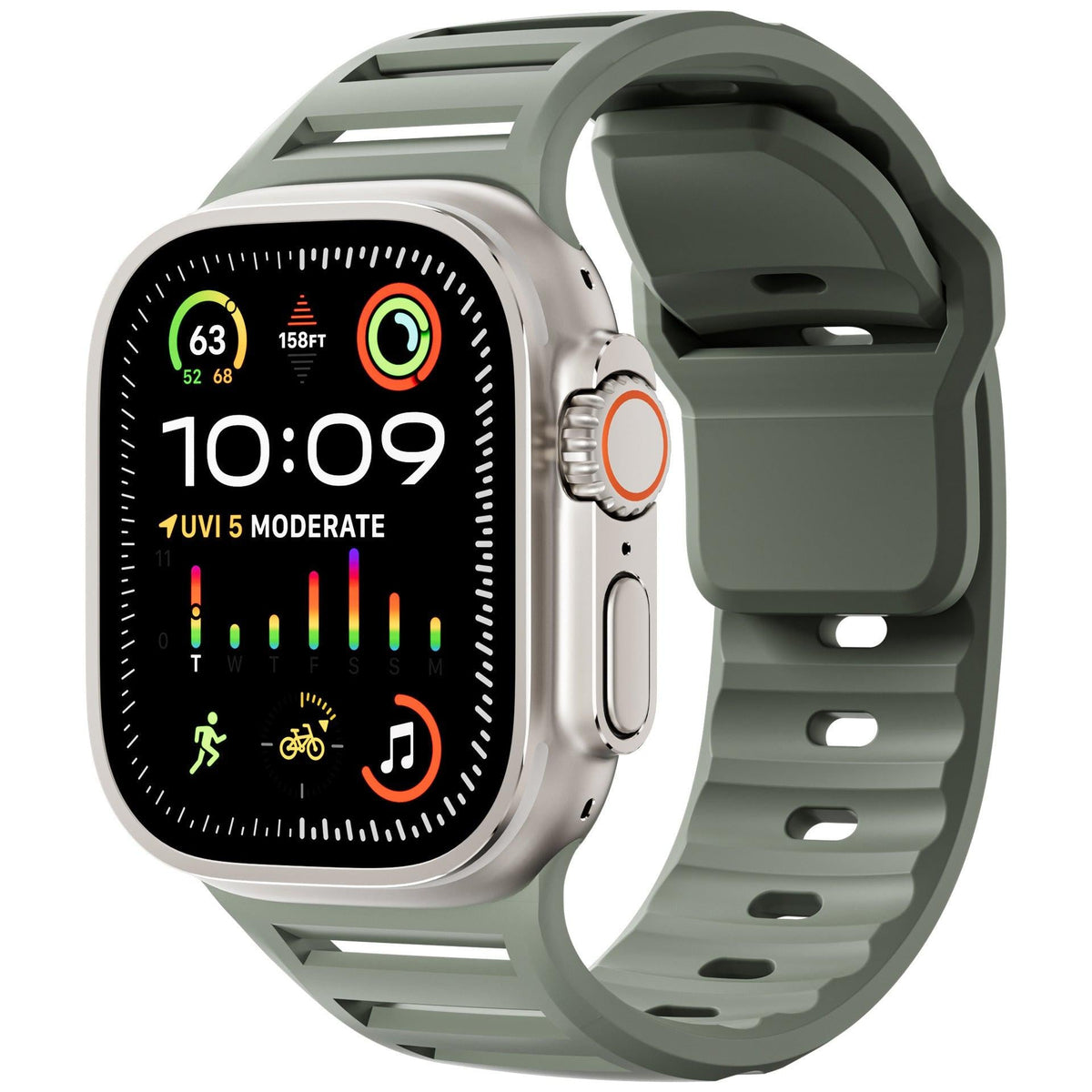 iBandGear Louvered Silicone Band for Apple Watch – Breathable Sport Strap - Stone Blue
