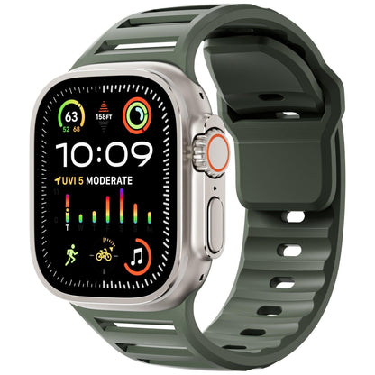 iBandGear Louvered Silicone Band for Apple Watch – Breathable Sport Strap - Army Green