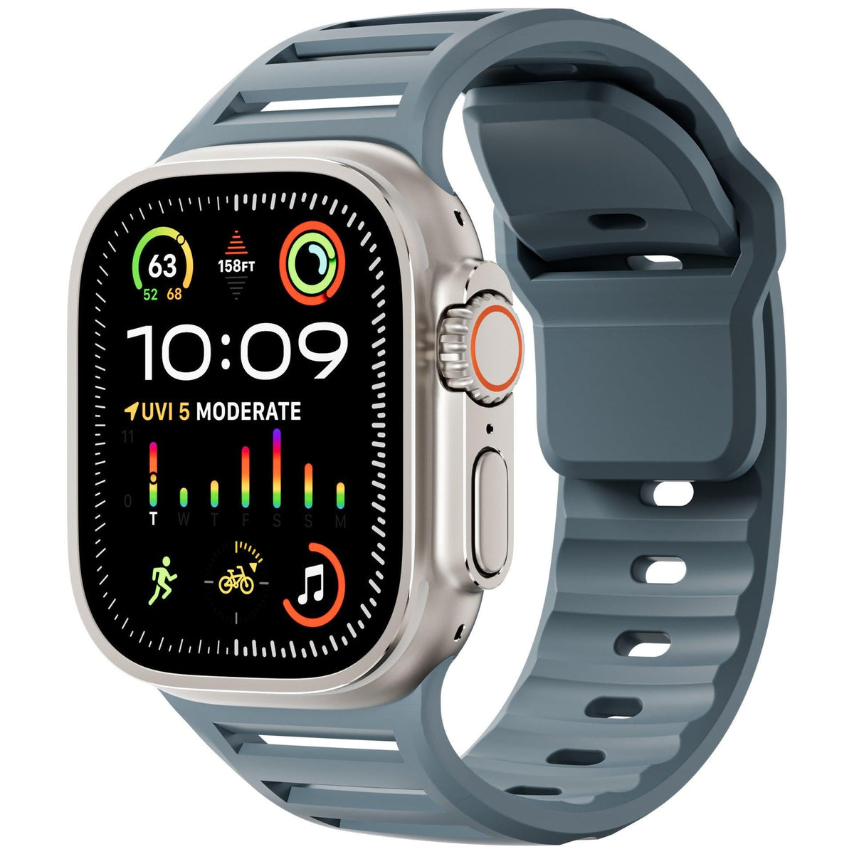 iBandGear Louvered Silicone Band for Apple Watch – Breathable Sport Strap - Ocean Blue