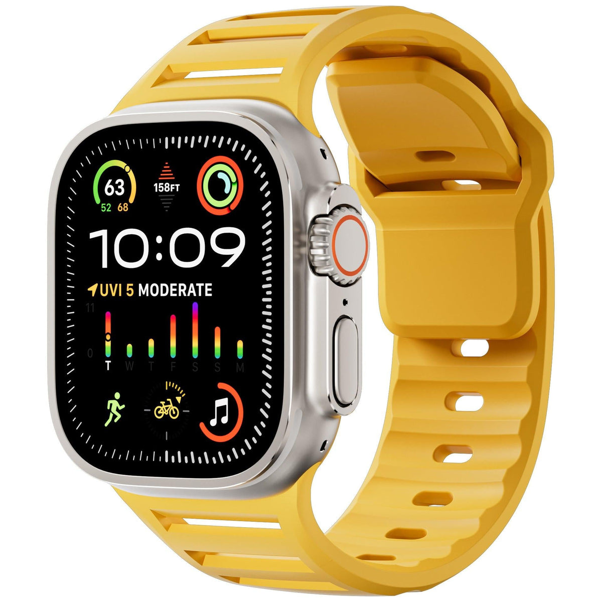 iBandGear Louvered Silicone Band for Apple Watch – Breathable Sport Strap - Yellow
