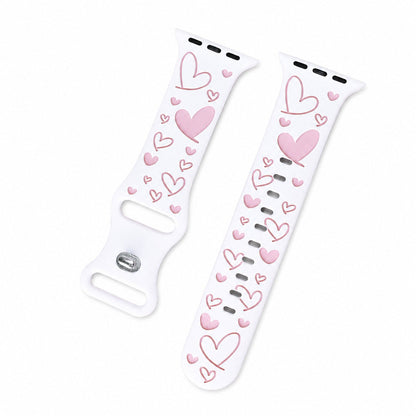 iBandGear Love Heart Silicone Band for Apple Watch - White-Pink