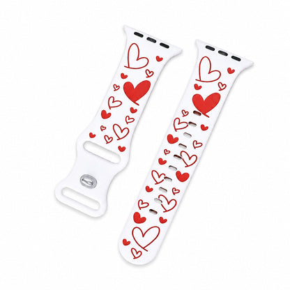 iBandGear Love Heart Silicone Band for Apple Watch - White-Red