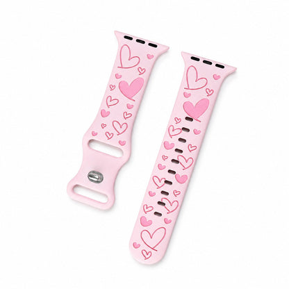 iBandGear Love Heart Silicone Band for Apple Watch - Pink-Hot Pink