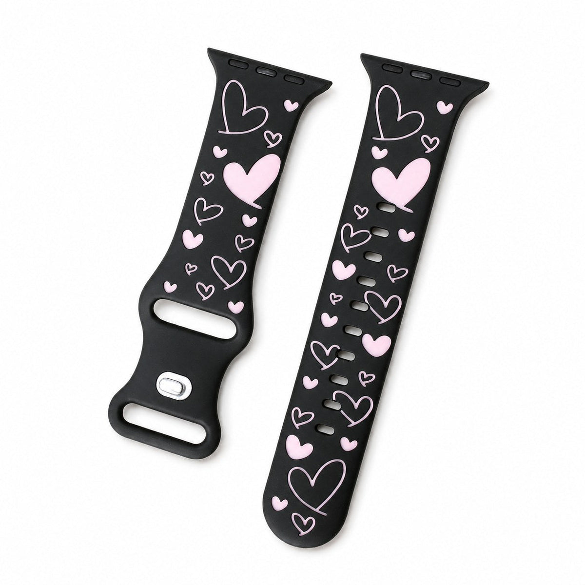 iBandGear Love Heart Silicone Band for Apple Watch - Black-Pink