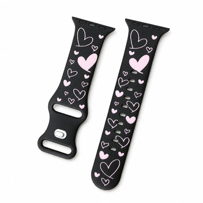 iBandGear Love Heart Silicone Band for Apple Watch - Black-Pink