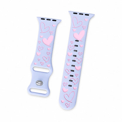 iBandGear Love Heart Silicone Band for Apple Watch - Blue-Pink