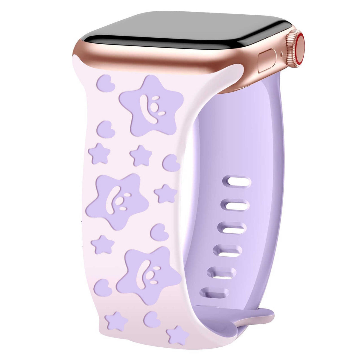 iBandGear Lucky Star Engraved Silicone Band for Apple Watch - Pink - Purple