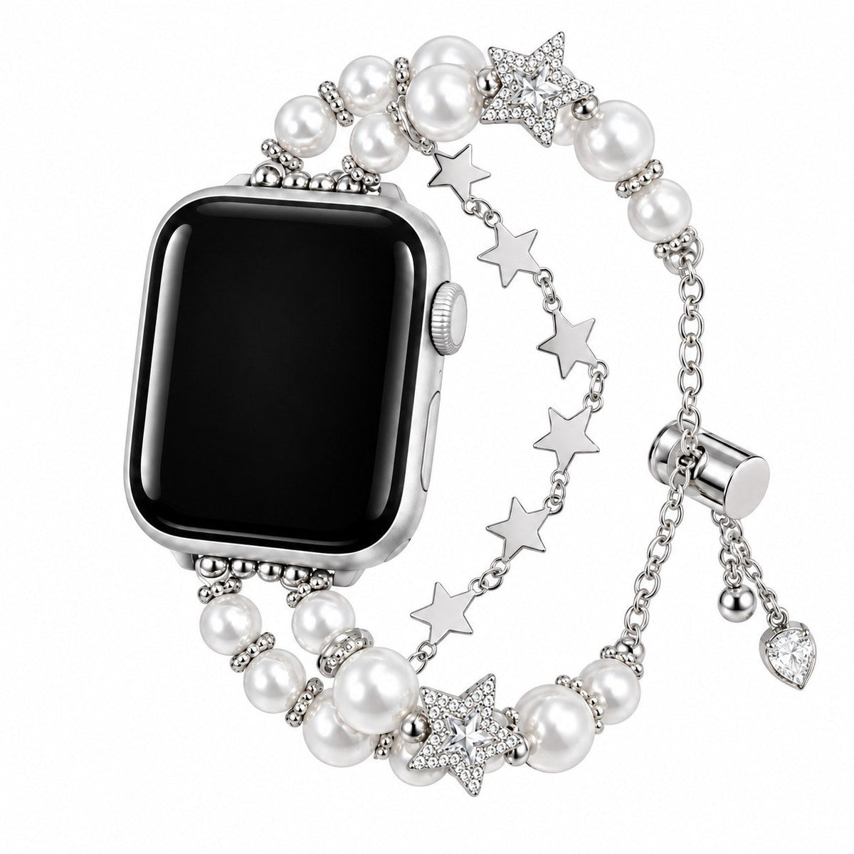 iBandGear Lucky Star Pearl Bracelet Band for Apple Watch - Silver