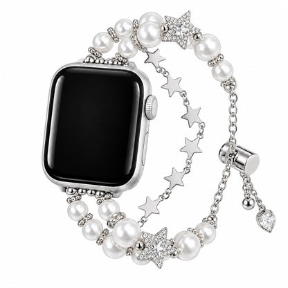 iBandGear Lucky Star Pearl Bracelet Band for Apple Watch - Silver