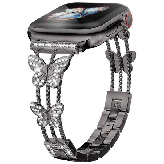 iBandGear Luxe Butterfly Crystal Bracelet Band for Apple Watch - Black