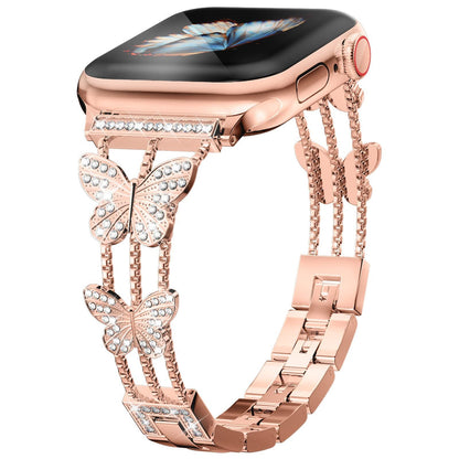 iBandGear Luxe Butterfly Crystal Bracelet Band for Apple Watch - Rose Gold