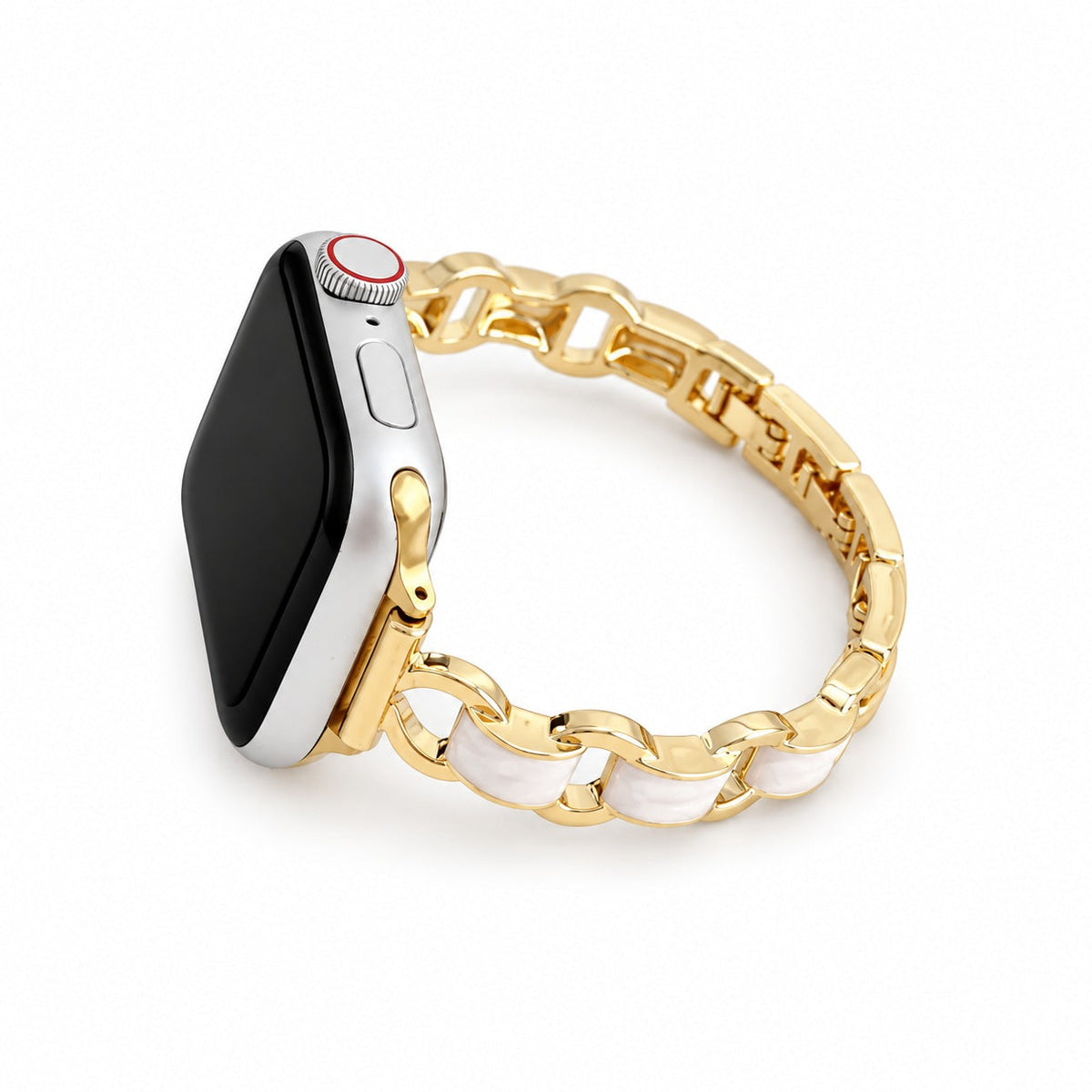 iBandGear Luxe Chain Link Bracelet Band for Apple Watch - Gold - White