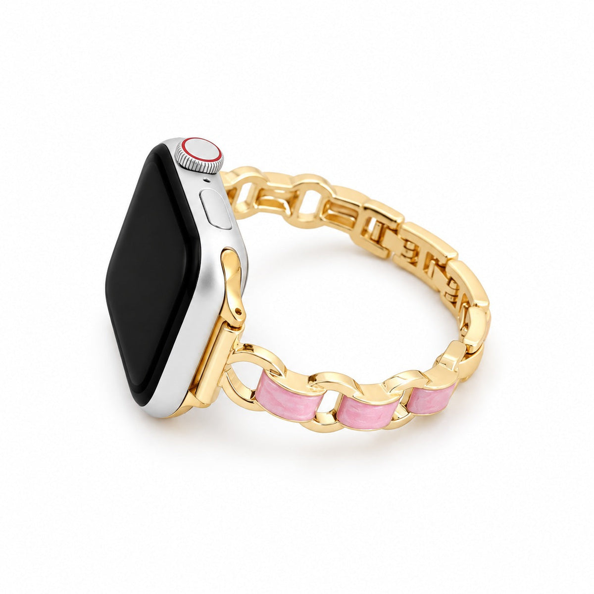 iBandGear Luxe Chain Link Bracelet Band for Apple Watch - Gold - Pink