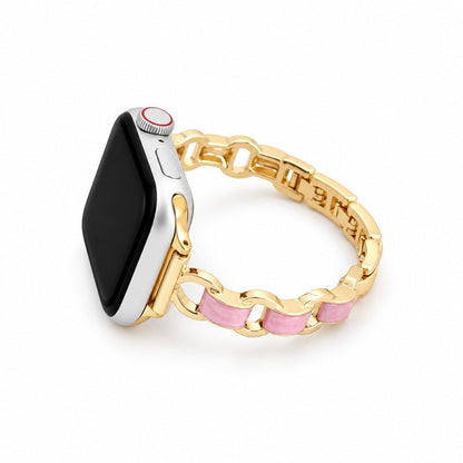 iBandGear Luxe Chain Link Bracelet Band for Apple Watch - Gold - Pink