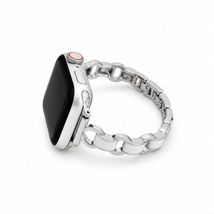 iBandGear Luxe Chain Link Bracelet Band for Apple Watch - Silver - White