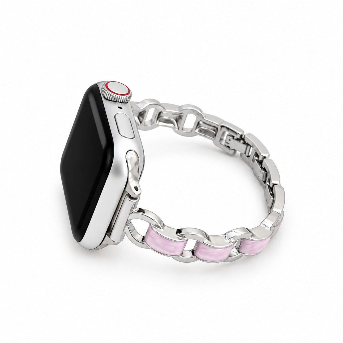 iBandGear Luxe Chain Link Bracelet Band for Apple Watch - Silver - Pink