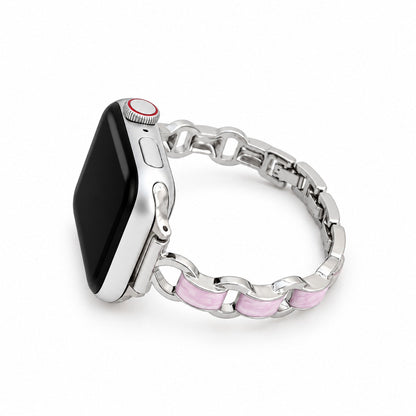 iBandGear Luxe Chain Link Bracelet Band for Apple Watch - Silver - Pink