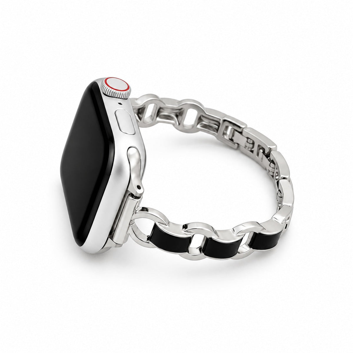 iBandGear Luxe Chain Link Bracelet Band for Apple Watch - Silver - Black