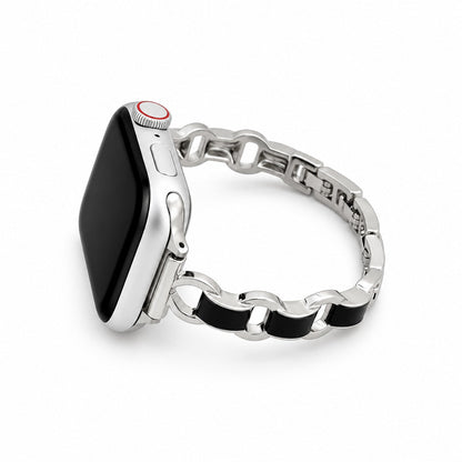 iBandGear Luxe Chain Link Bracelet Band for Apple Watch - Silver - Black