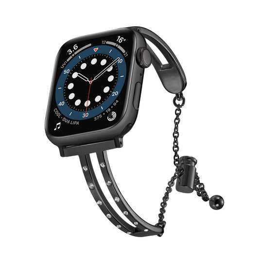 iBandGear Luxe Crystal Charm Bangle Band for Apple Watch - Black