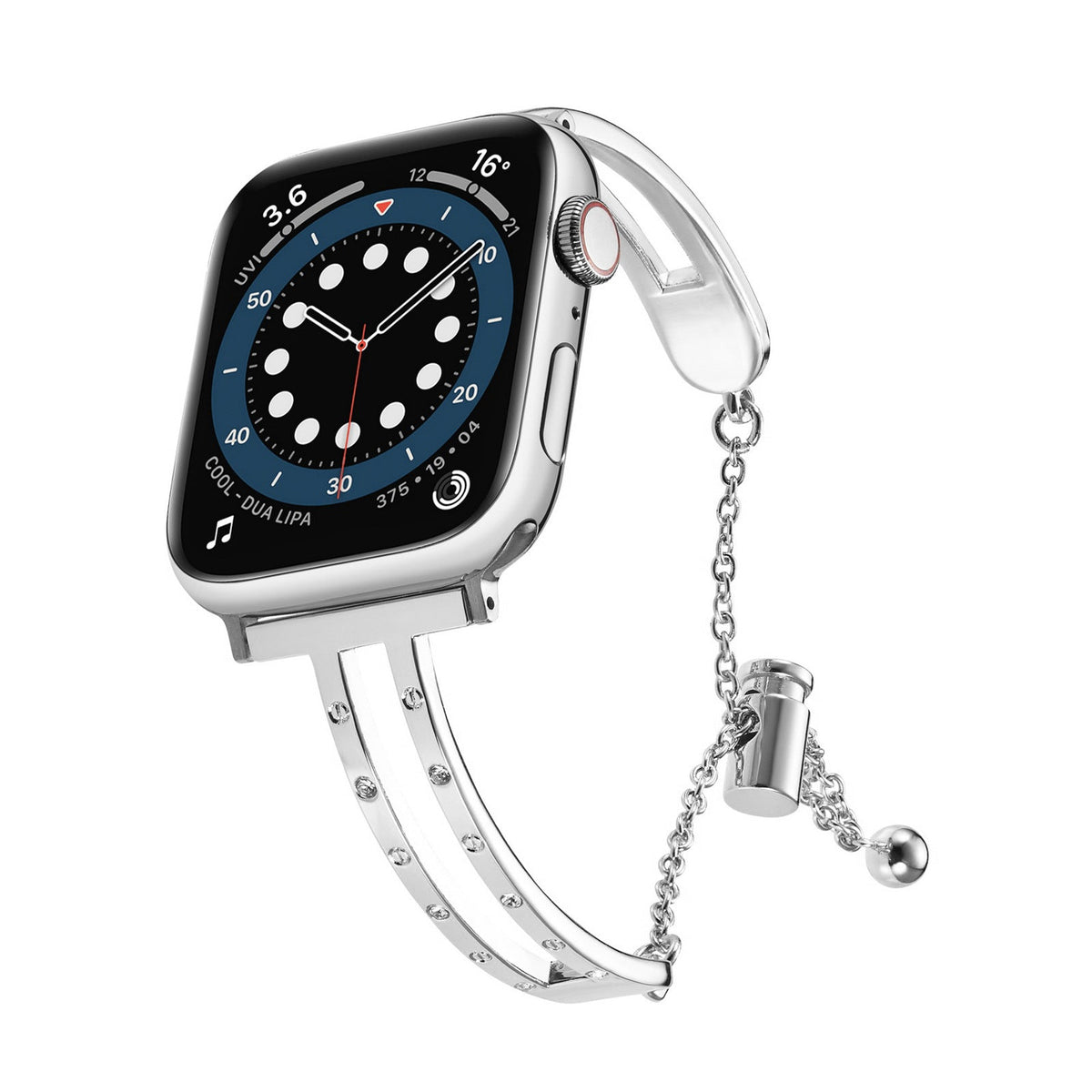iBandGear Luxe Crystal Charm Bangle Band for Apple Watch - Silver