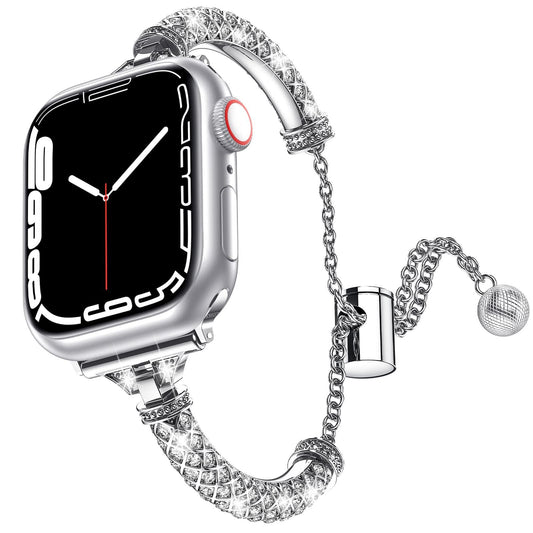 iBandGear Luxe Rhinestone Bracelet Band for Apple Watch Elegant Jewelry Strap - Silver
