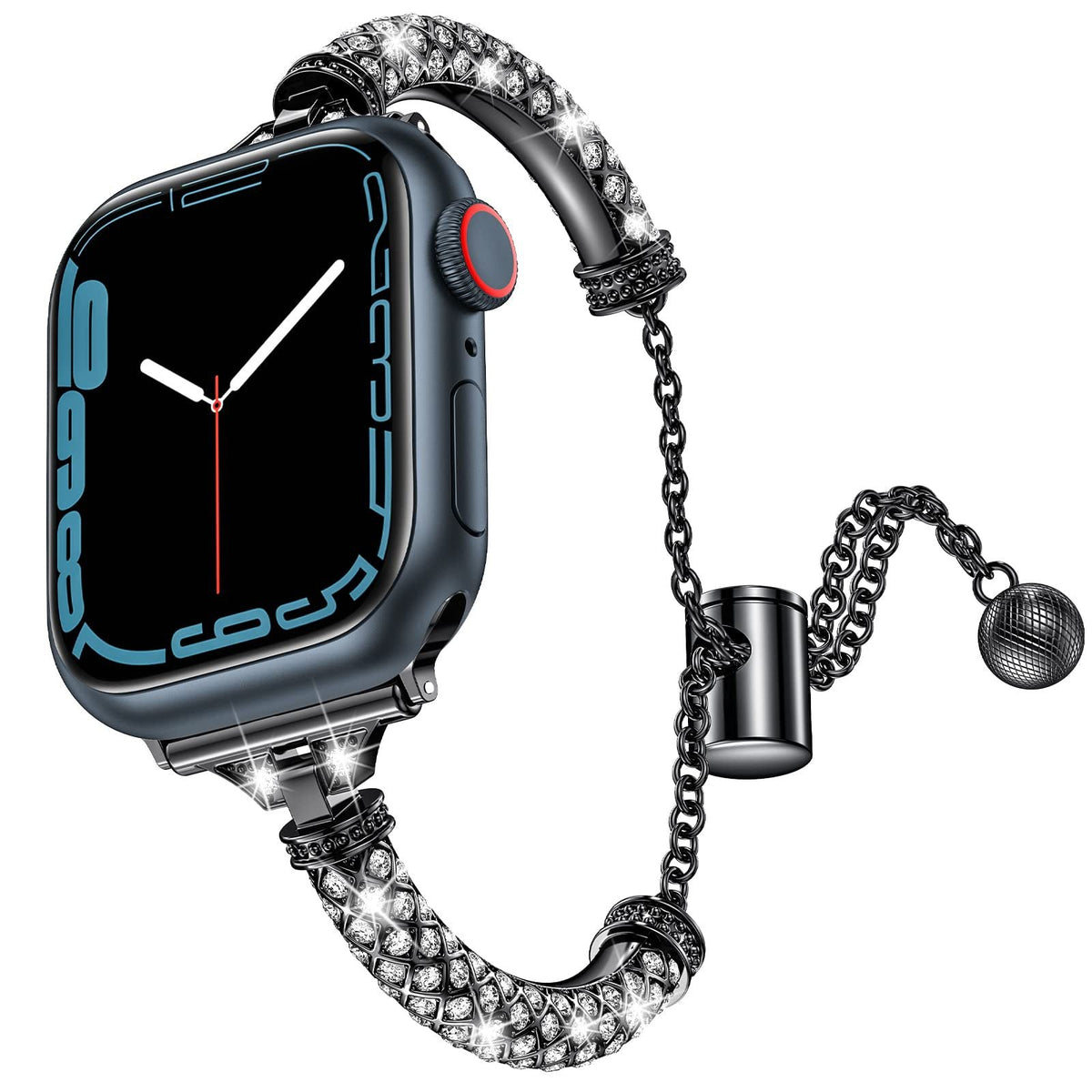 iBandGear Luxe Rhinestone Bracelet Band for Apple Watch Elegant Jewelry Strap - Black