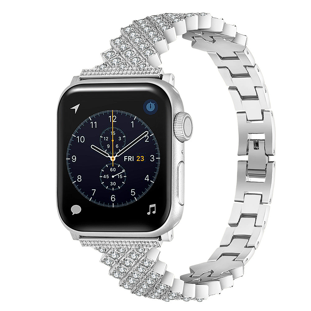 iBandGear Luxury Crystal Link Band for Apple Watch – Elegant Jewelry Bracelet Strap - Silver