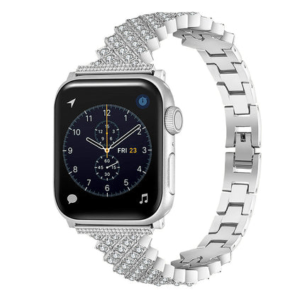 iBandGear Luxury Crystal Link Band for Apple Watch – Elegant Jewelry Bracelet Strap - Silver