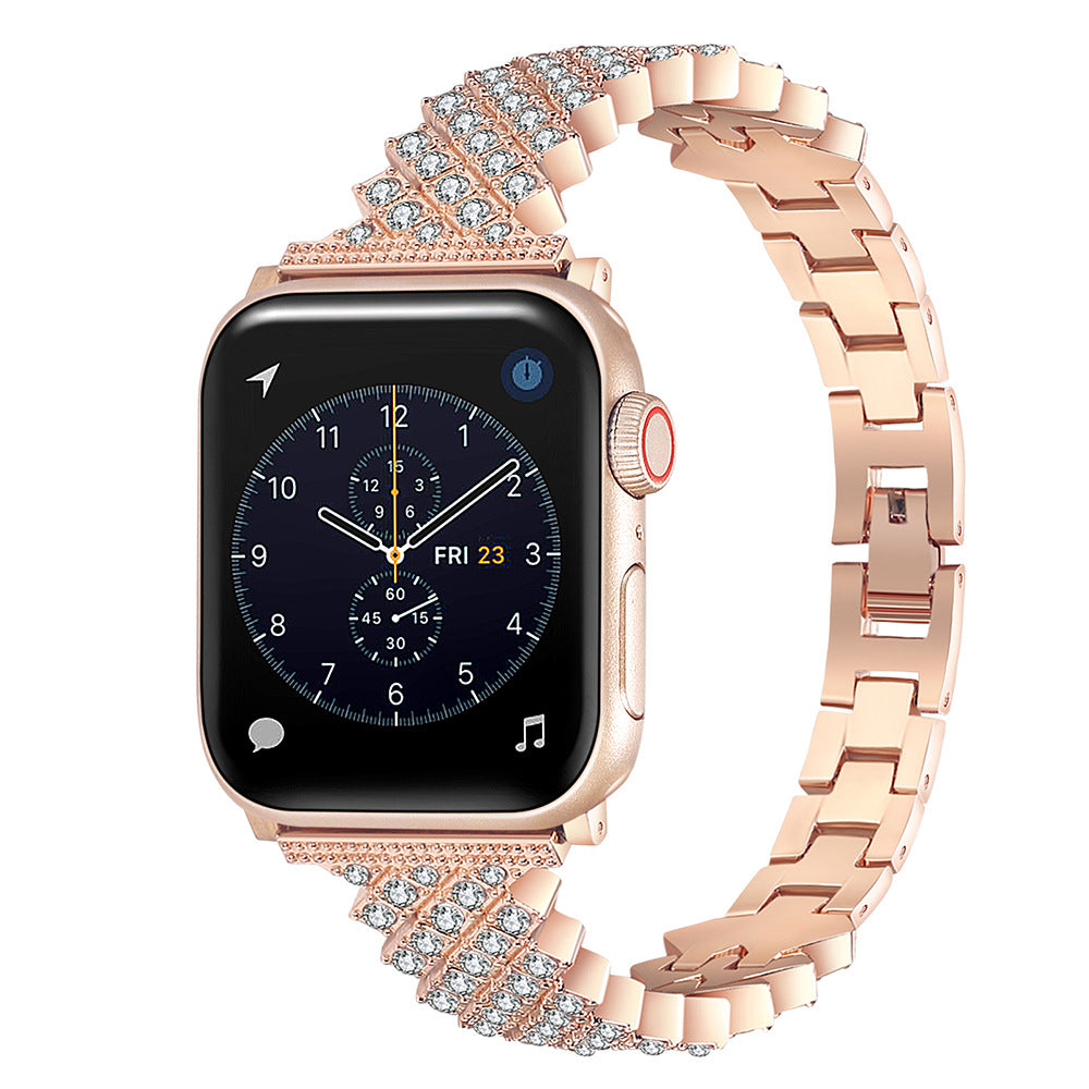 iBandGear Luxury Crystal Link Band for Apple Watch – Elegant Jewelry Bracelet Strap - Rose Gold