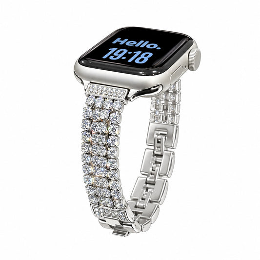 iBandGear Luxury Crystal Pave Metal Bracelet Band for Apple Watch - Silver