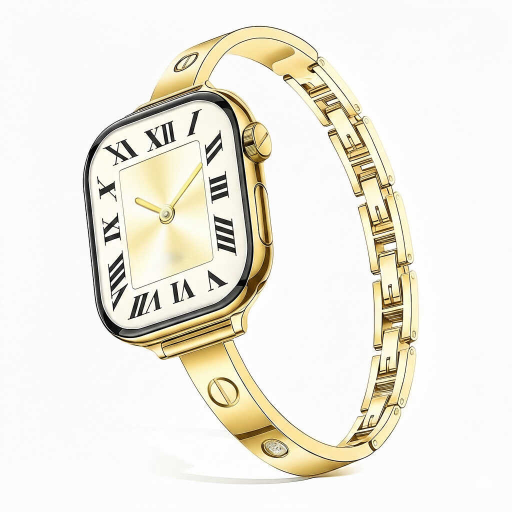 iBandGear Luxury Steel Bangle Band for Apple Watch Elegant Bracelet Design - Gold