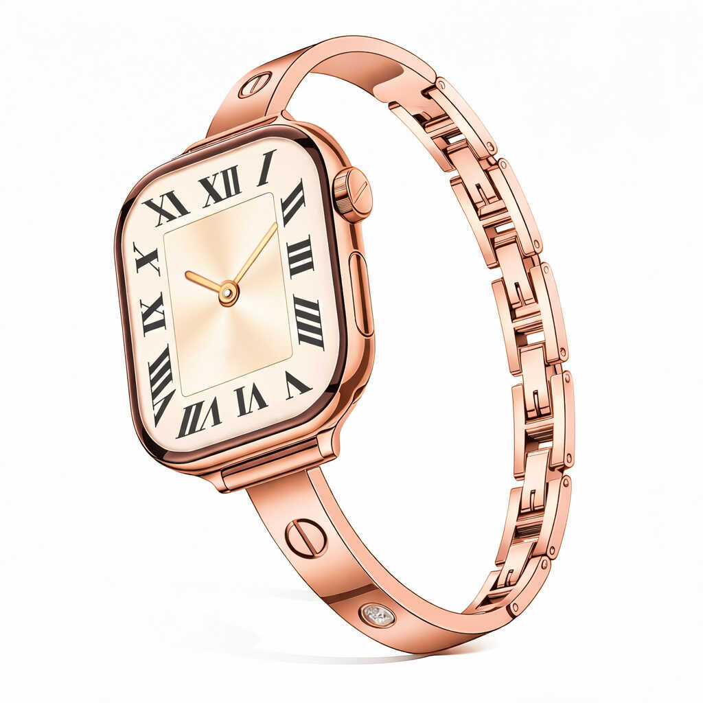 iBandGear Luxury Steel Bangle Band for Apple Watch Elegant Bracelet Design - Rose Gold