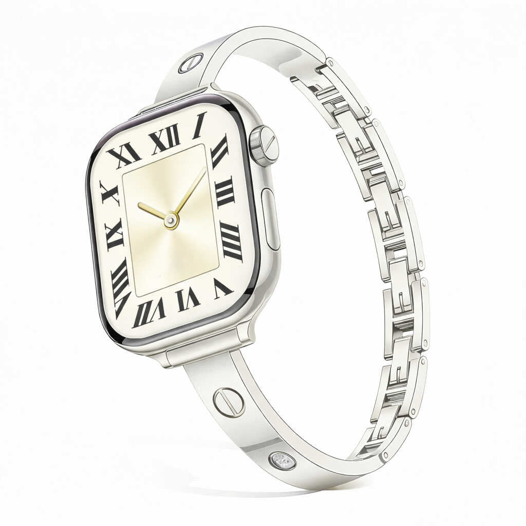 iBandGear Luxury Steel Bangle Band for Apple Watch Elegant Bracelet Design - Starlight