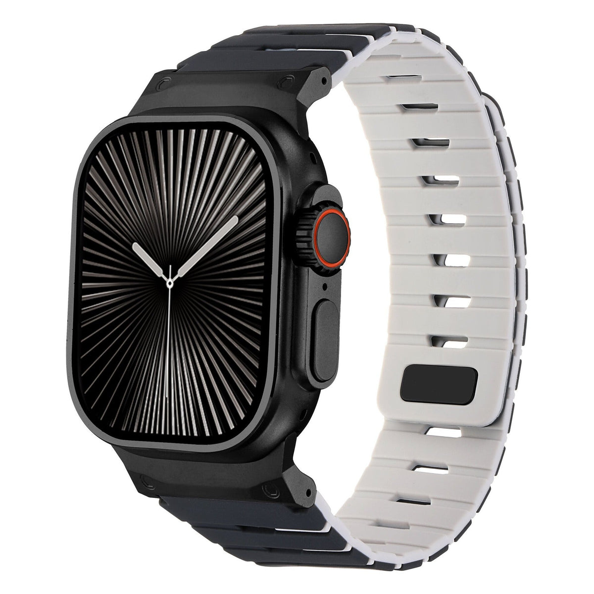 iBandGear MagLock Armor Silicone Band for Apple Watch - Black-White-Black