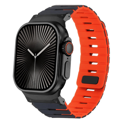iBandGear MagLock Armor Silicone Band for Apple Watch - Black-Orange-Black