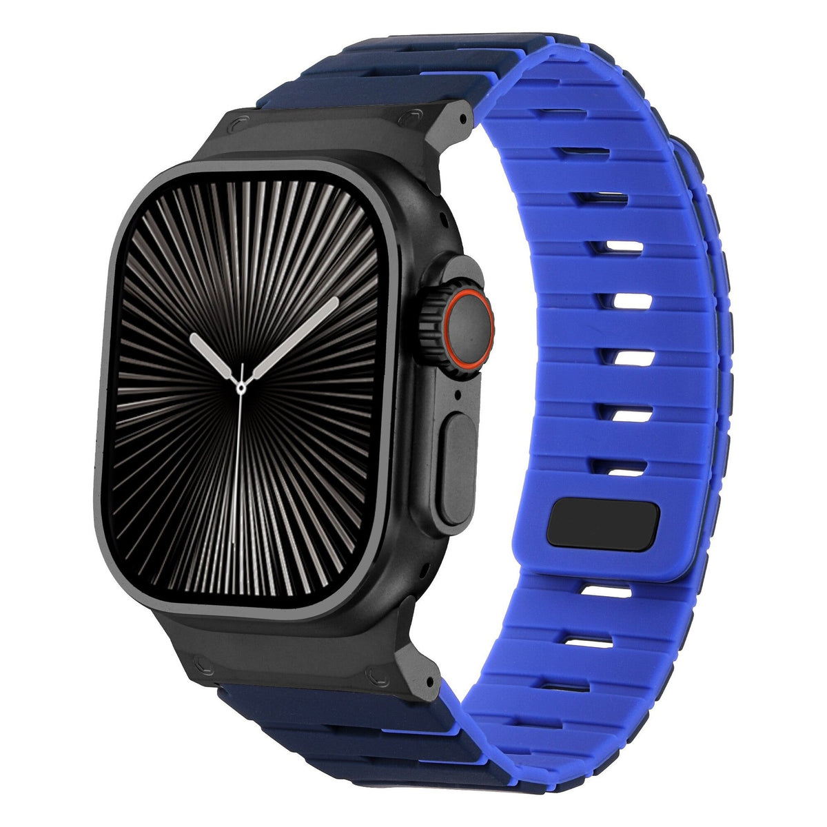 iBandGear MagLock Armor Silicone Band for Apple Watch - Black-Blue-Black