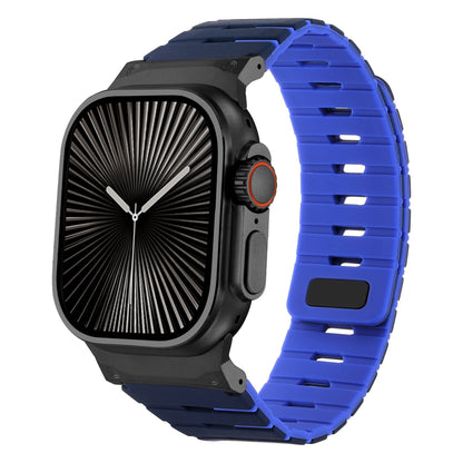 iBandGear MagLock Armor Silicone Band for Apple Watch - Black-Blue-Black