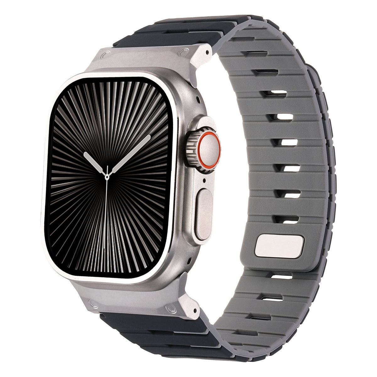 iBandGear MagLock Armor Silicone Band for Apple Watch - Black-Gray-Silver