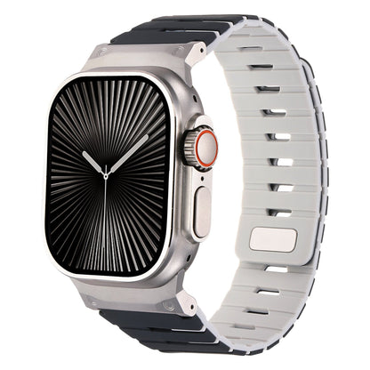 iBandGear MagLock Armor Silicone Band for Apple Watch - Black-White-Silver