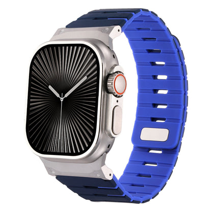 iBandGear MagLock Armor Silicone Band for Apple Watch - Black-Blue-Silver