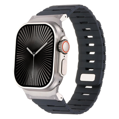 iBandGear MagLock Armor Silicone Band for Apple Watch - Black-Silver