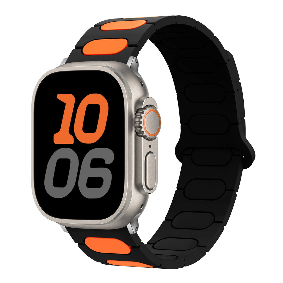 iBandGear MagLock Pro Silicone Band for Apple Watch - Black-Orange