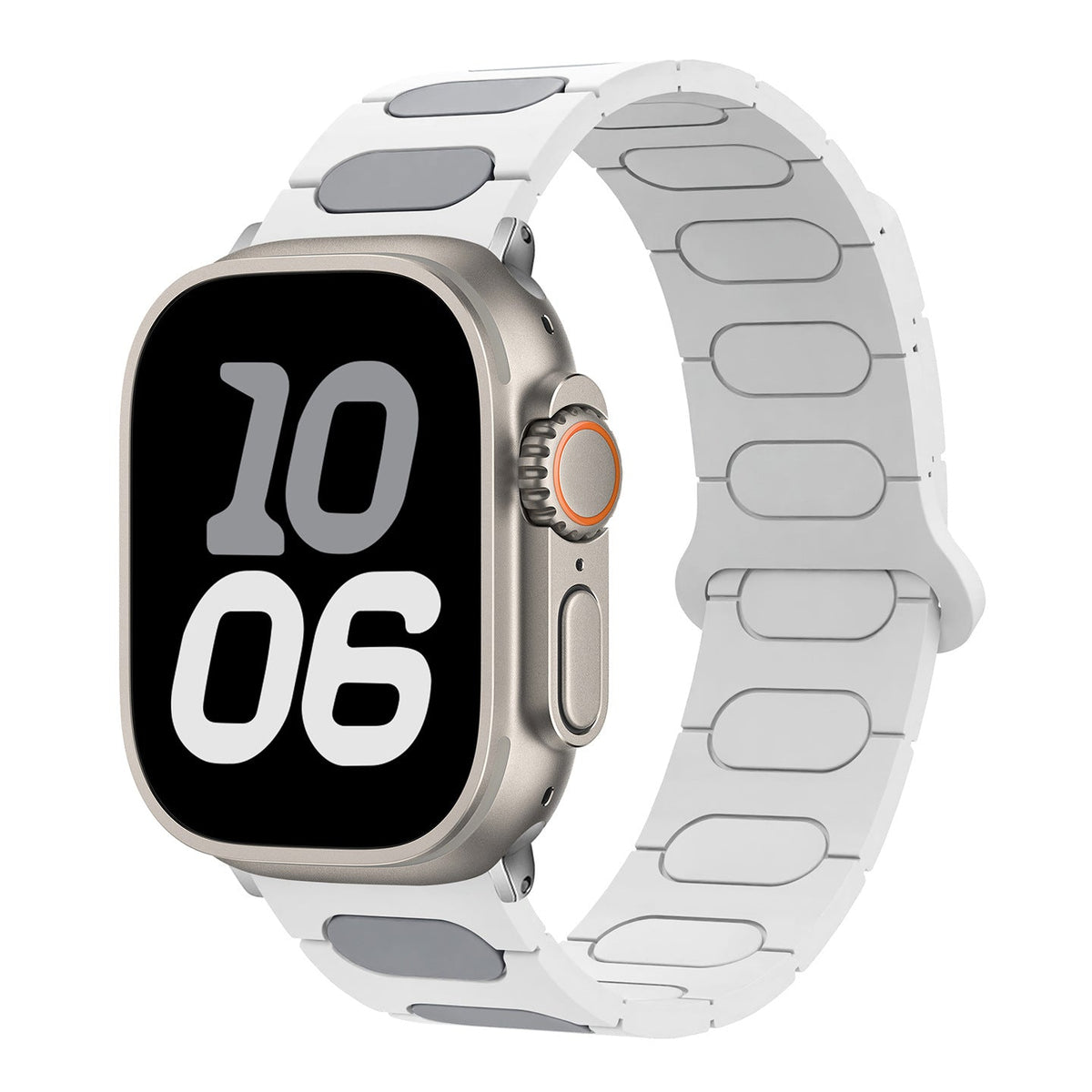 iBandGear MagLock Pro Silicone Band for Apple Watch - White-Gray