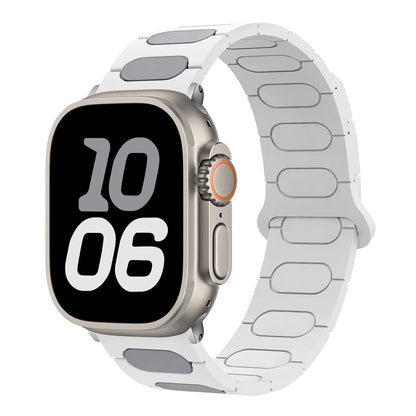 iBandGear MagLock Pro Silicone Band for Apple Watch - White-Gray