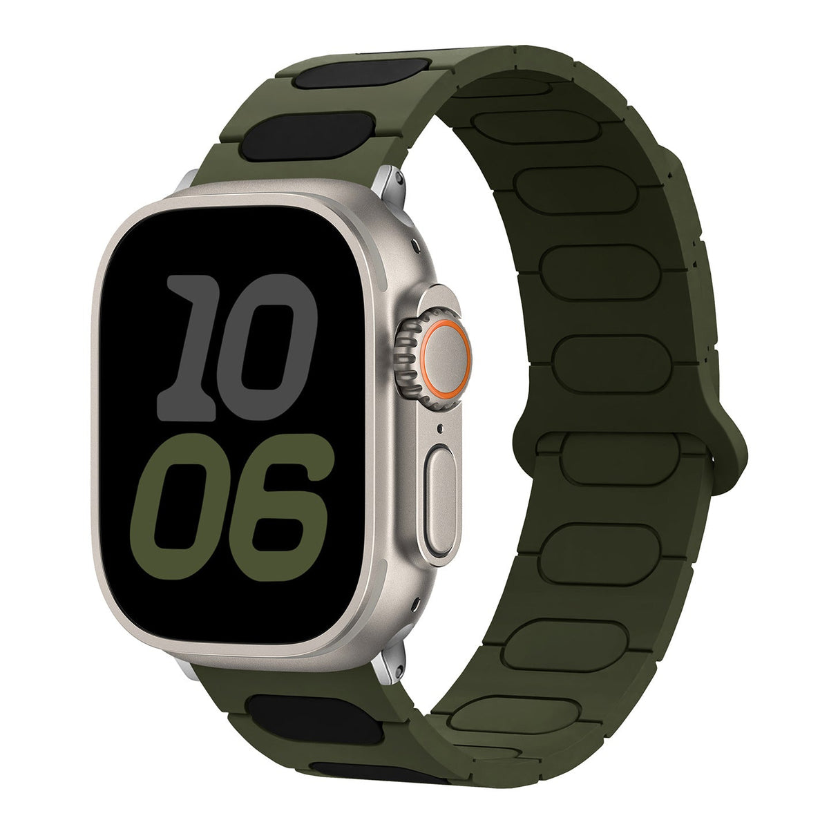 iBandGear MagLock Pro Silicone Band for Apple Watch - Army Green-Black